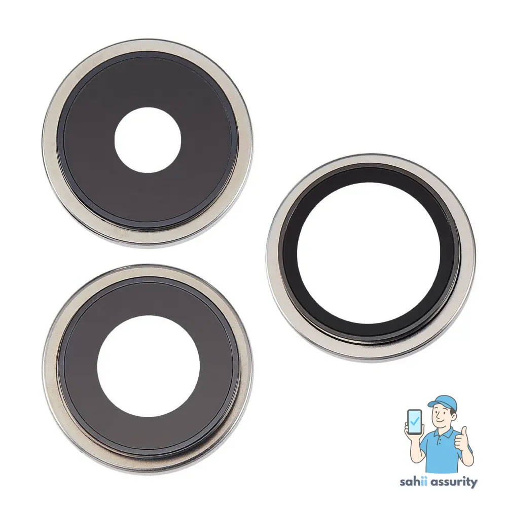 Camera Lens Glass with Frame for Apple iPhone 15 Pro Max White